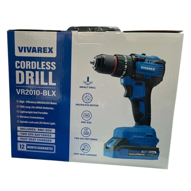 دریل چکشی شارژی دو باطری براشلس ویوارکس VR2010-BLX
